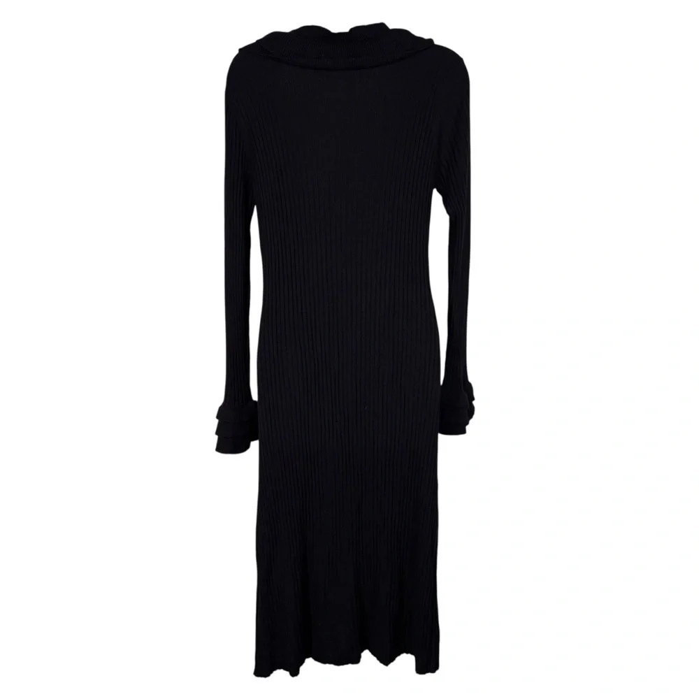 MyLife Vintage Y2K Dark Purple Ribbed Whimsigoth Goth Ruffle Neck Cardigan M - Picture 2 of 7